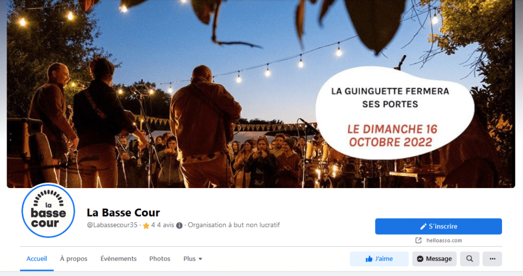Utilisation des photographies issues du reportage évènementiel, sur le Facebook de La Basse Cour (bannière)