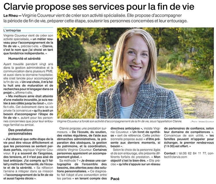 Portrait professionnel · Article de presse Ouest France